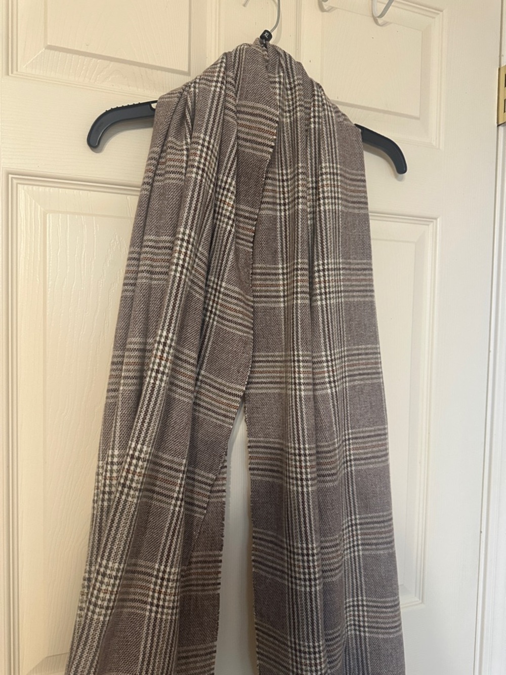 Zara Brown and Cream Plaid Fringe Scarf